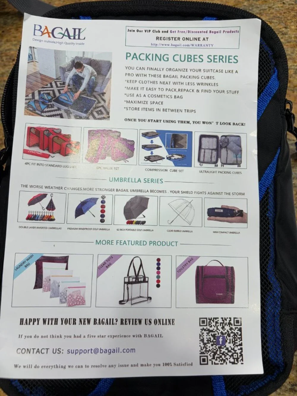 NEW Bagail 4piece set of Packing Cubes with Mesh Travel Gym Fitness Organization